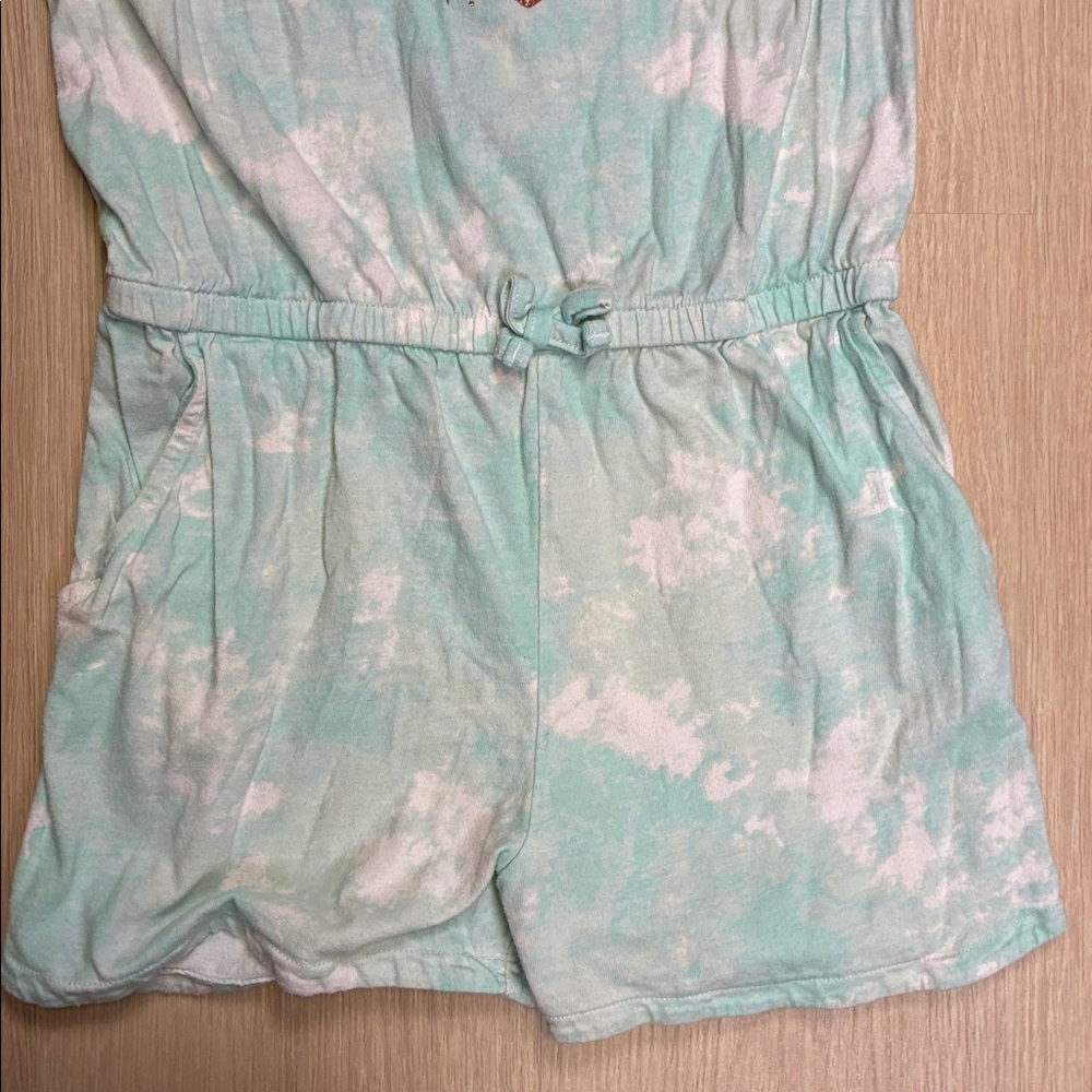 Star Wars Jumping Beans Mint Green Tie Dye Baby Yoda Romper - Picture 3 of 5